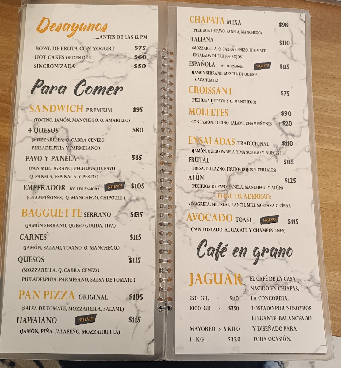 Mi Bendito Café MBC Menu - Image 1